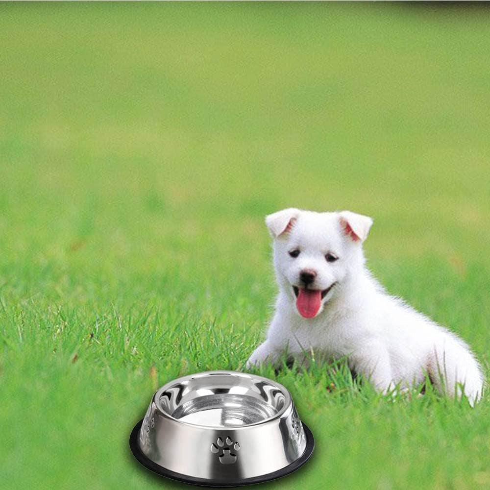 Premium Stainless Steel Dog Bowls - Perfect Feeding Solution for Puppies and Kittens (Set of 2)