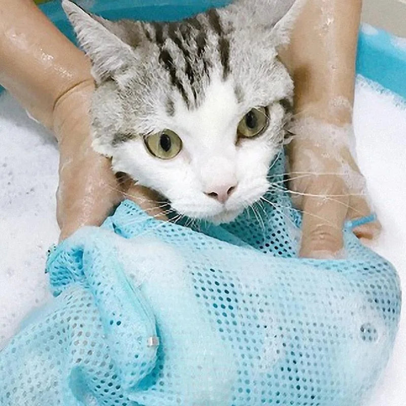 Mesh Cat Grooming & Bathing Bag – Anti-Scratch Restraint for Nail Trimming & Washing