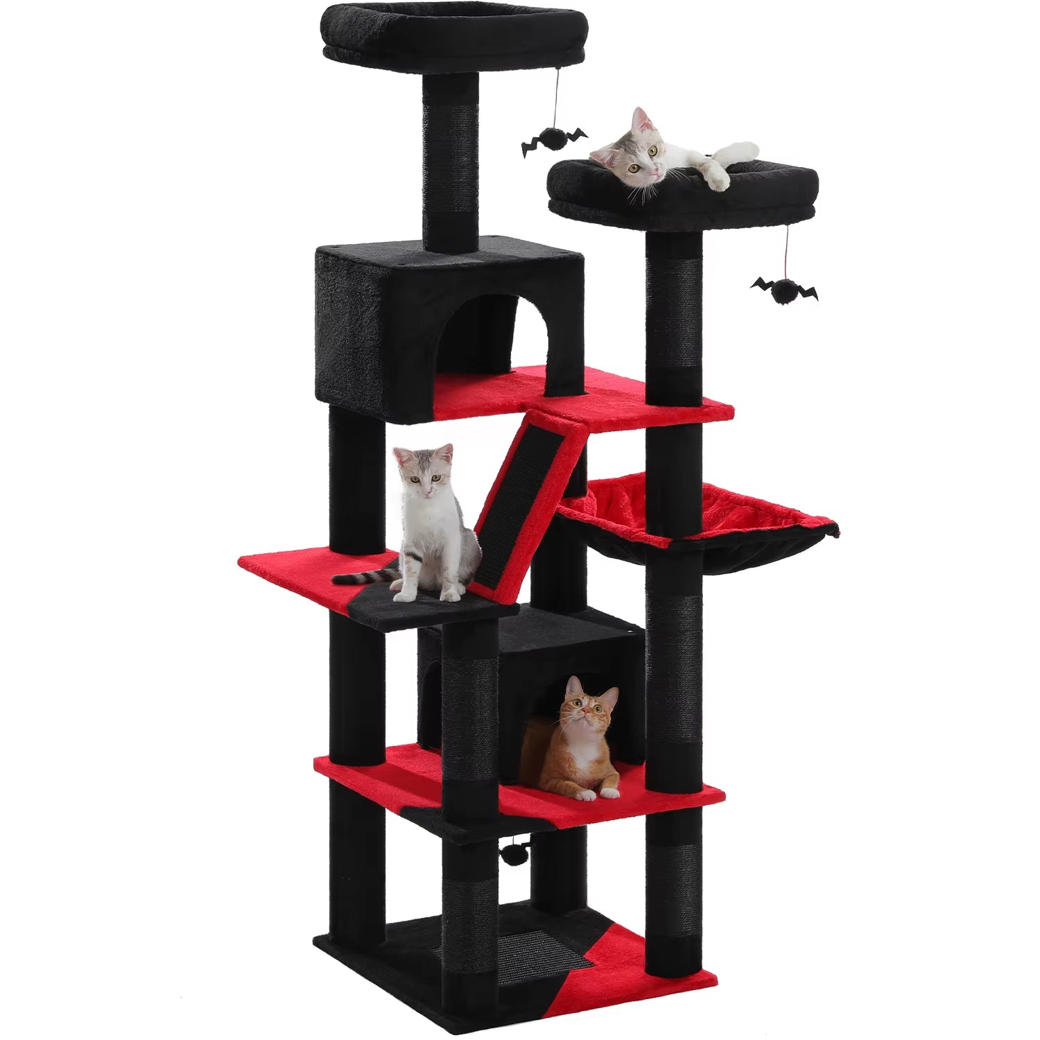 70.9" Multi-Level Cat Tree Tower with Scratching Posts, Hammock & Condos