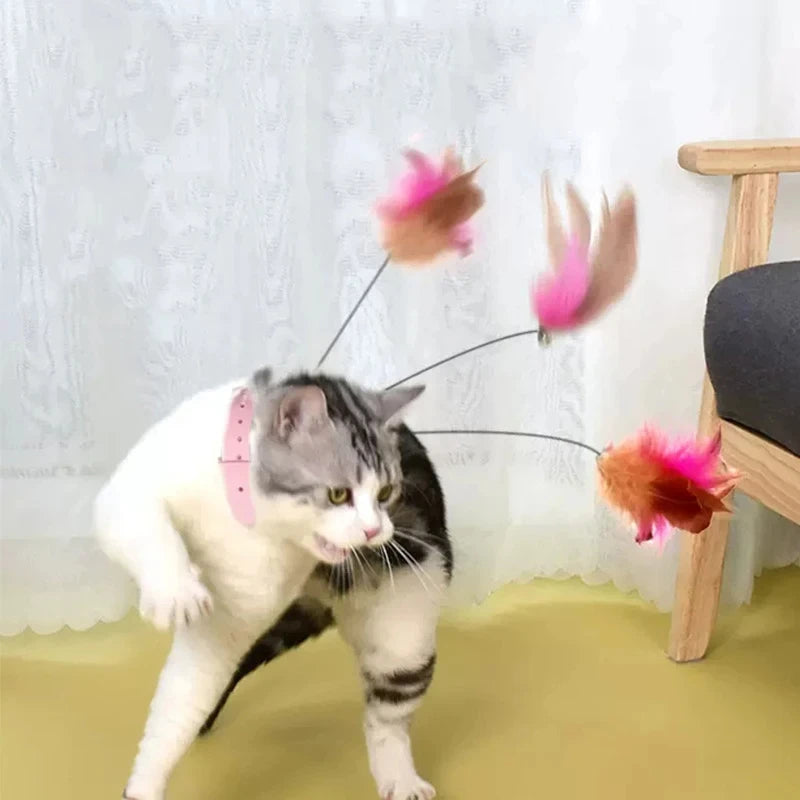 Feather Teaser Wand with Bell – Interactive Cat Toy