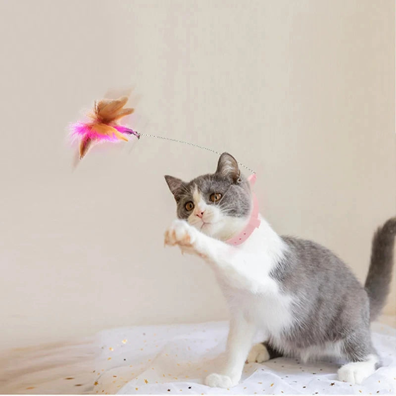 Feather Teaser Wand with Bell – Interactive Cat Toy
