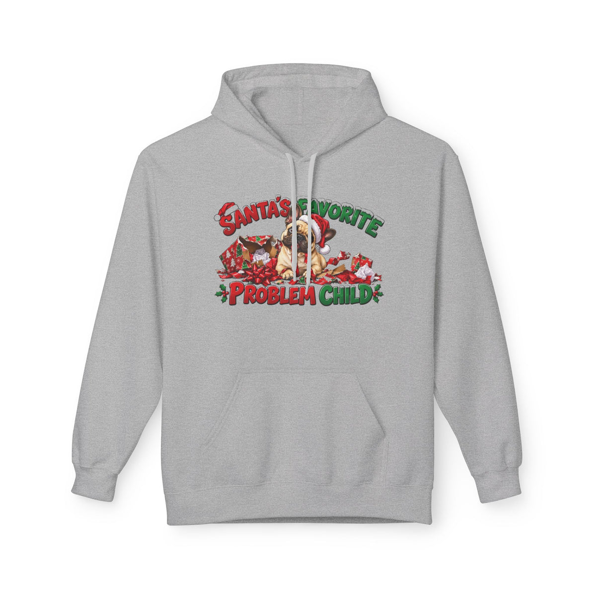 Santa's Favorite Problem Child French Bulldog Christmas Hoodie | Funny Holiday Dog Lover Pullover