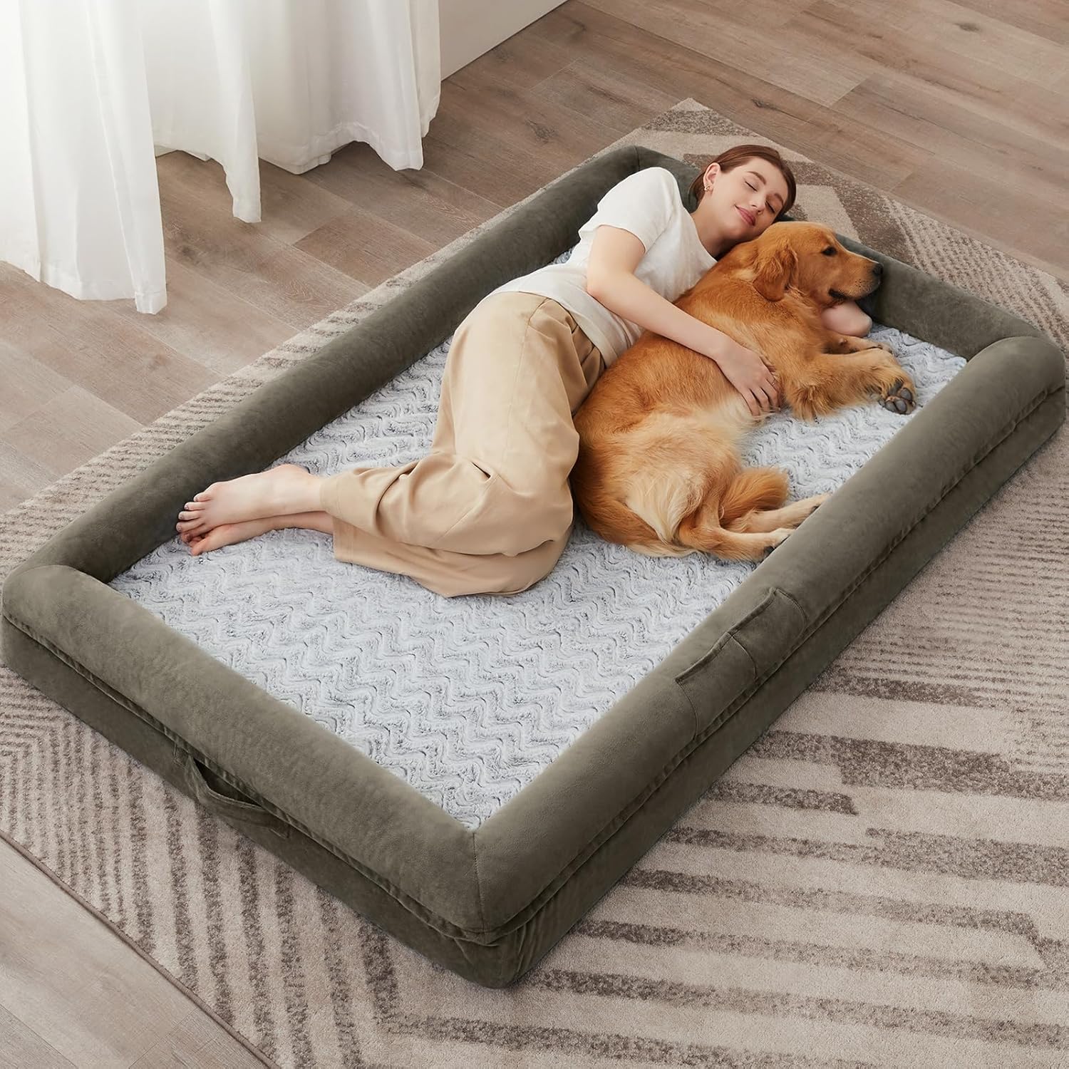 XXXL Orthopedic Dog Bed with Bolsters – Waterproof, Washable Sofa Bed