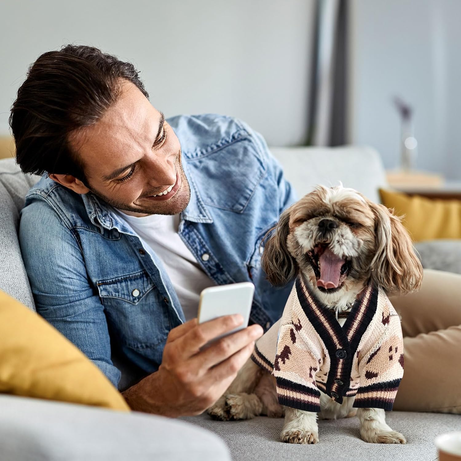 Bear Knit Dog Cardigan Sweater – Winter Pet Outfit