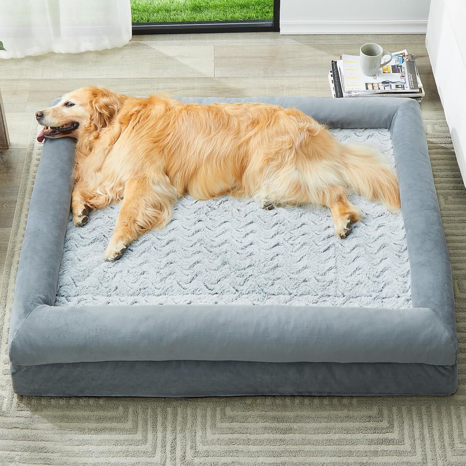 XXXL Orthopedic Dog Bed with Bolsters – Waterproof, Washable Sofa Bed