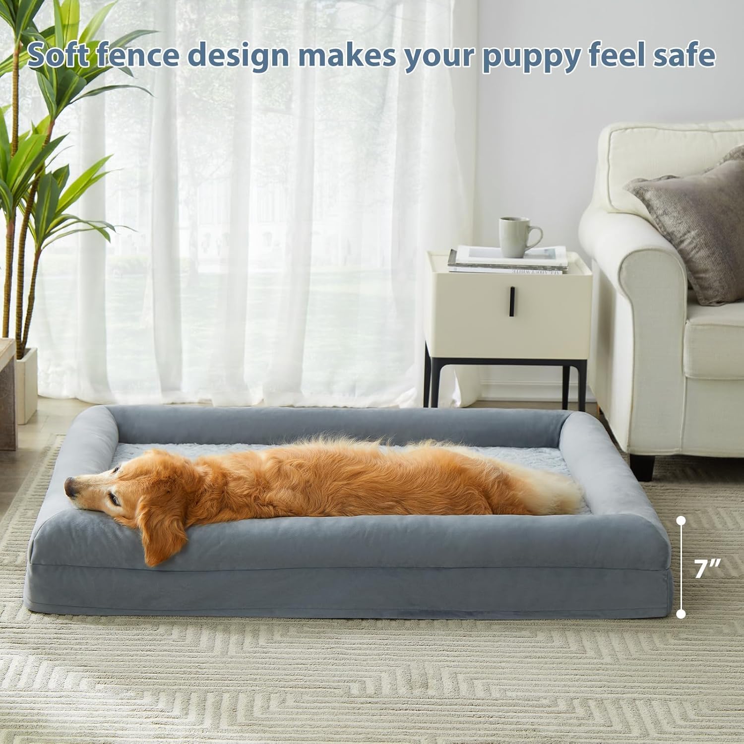 XXXL Orthopedic Dog Bed with Bolsters – Waterproof, Washable Sofa Bed