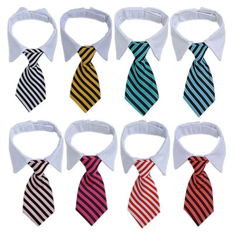 Striped Bow Tie Pet Collar – Adjustable for Cats & Dogs