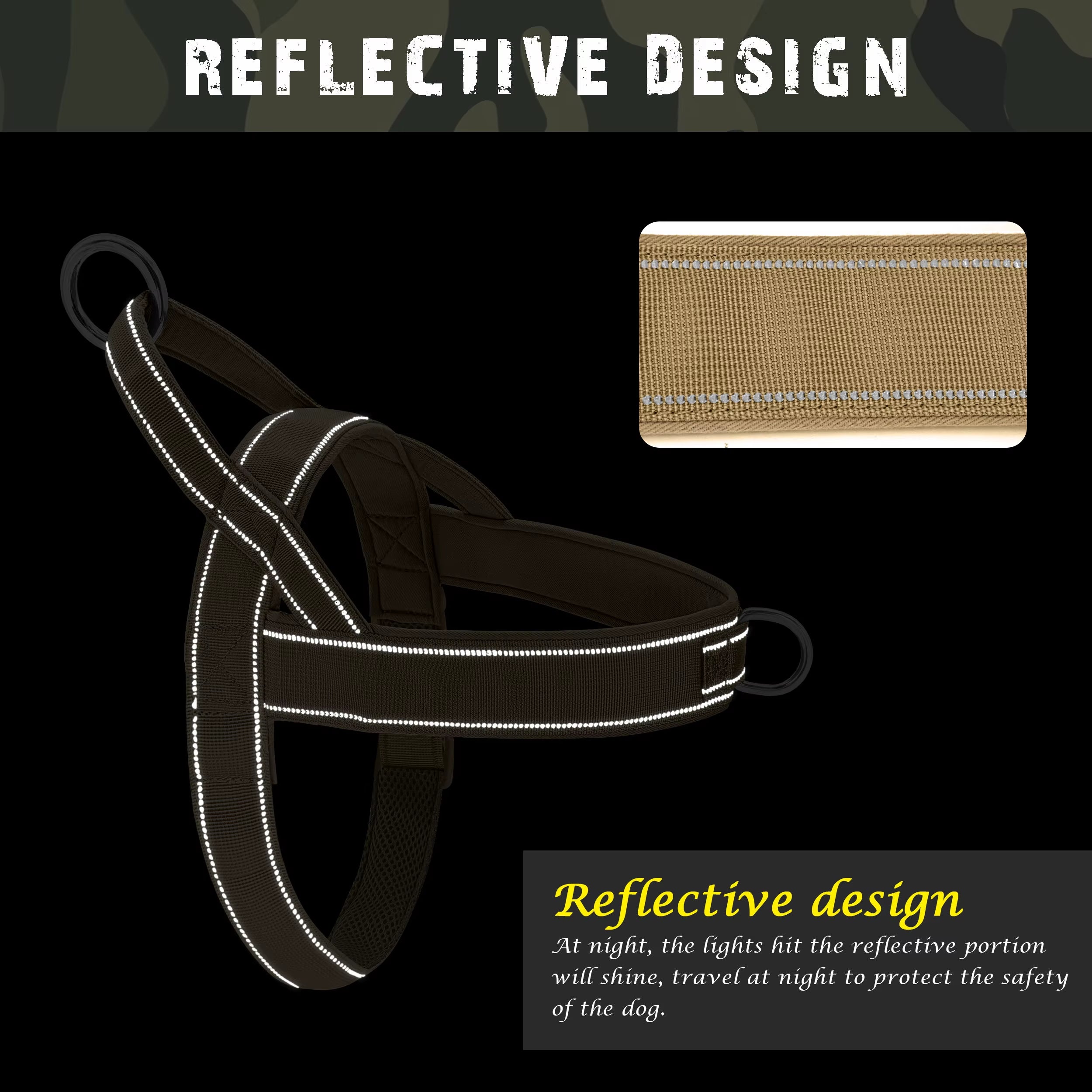 No-Pull Dog Harness with Handle – Reflective, Adjustable