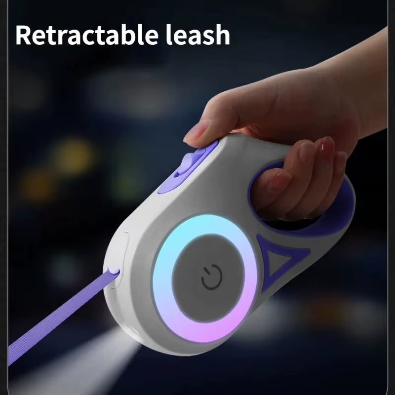 Retractable Dog Leash with LED Flashlight – Night-Safe, Durable Nylon | 3M/5M