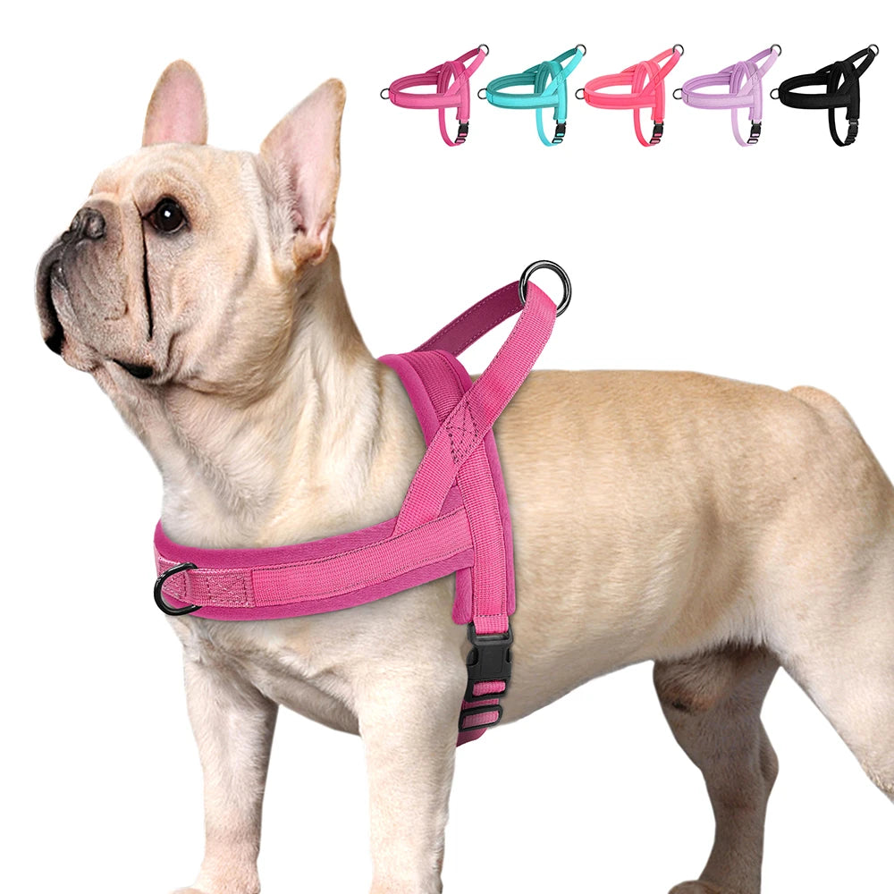 Padded No-Pull Dog Harness Vest – Adjustable, Soft Nylon