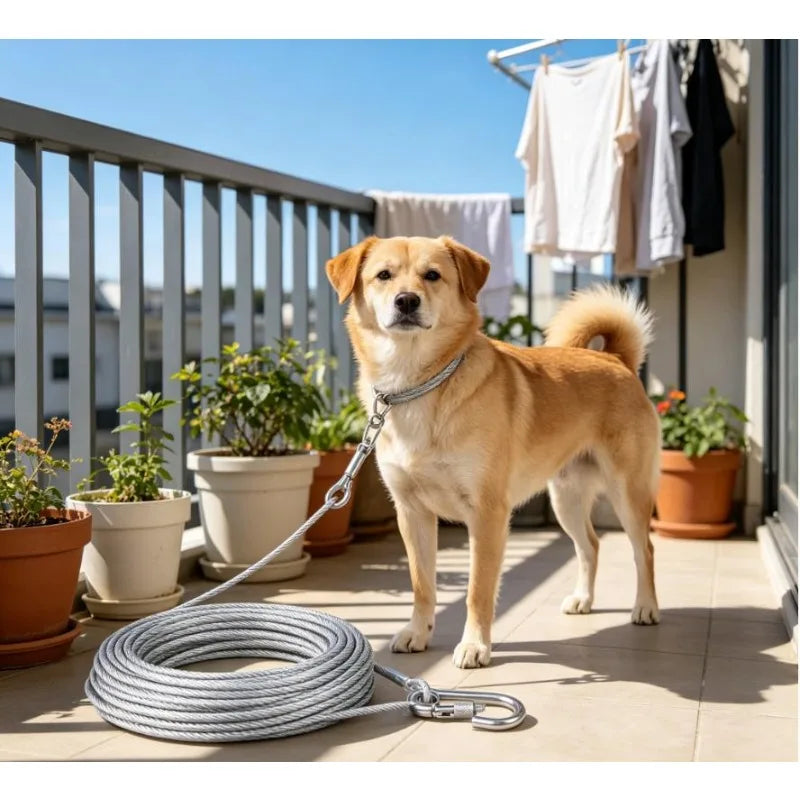 Double-Headed Dog Tie-Out Cable – Rust-Proof Steel, Metal Buckles