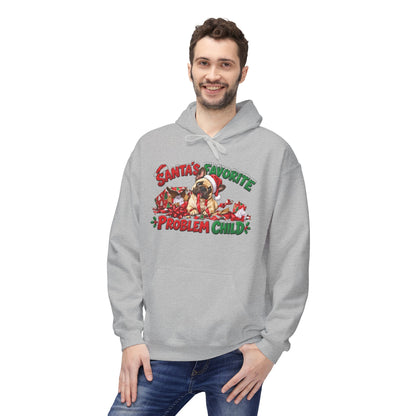 Santa's Favorite Problem Child French Bulldog Christmas Hoodie | Funny Holiday Dog Lover Pullover