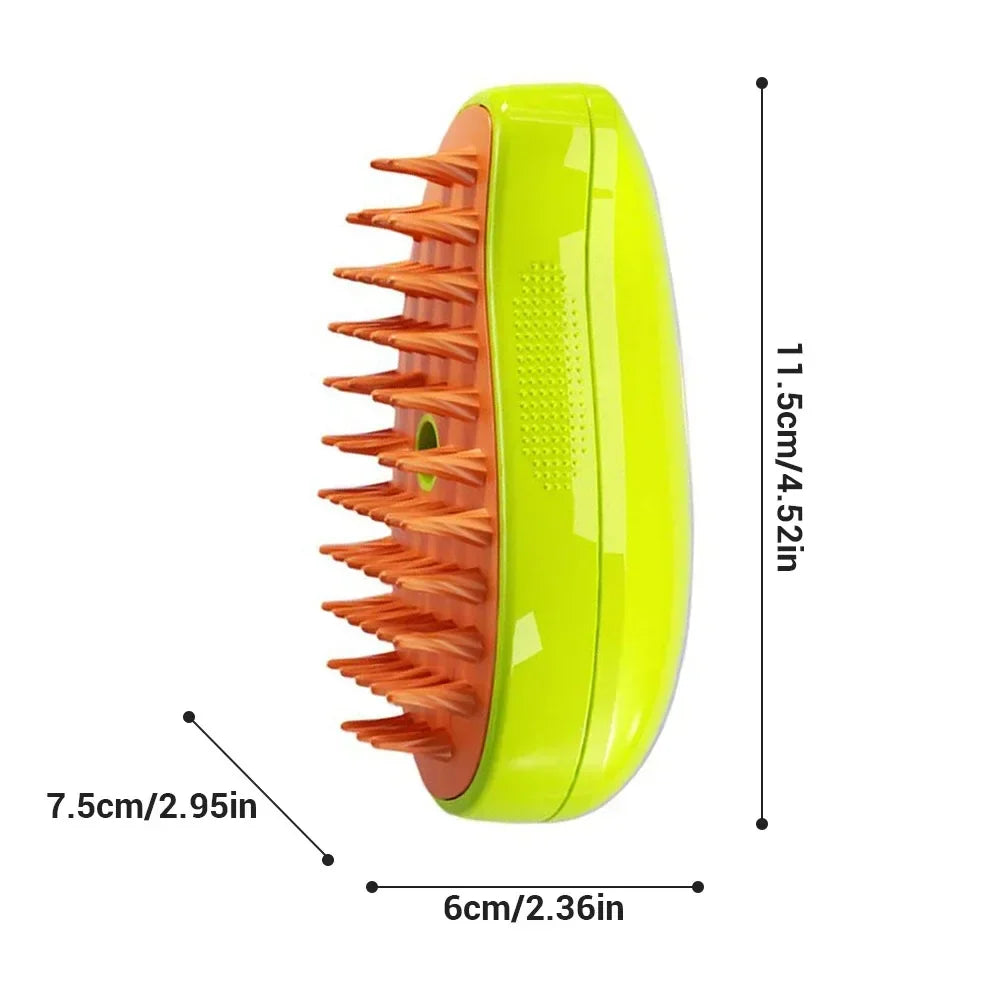 3-in-1 Electric Steam Brush for Dogs & Cats – Grooming, Deshedding & Massage