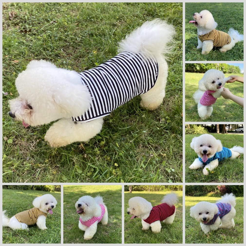 Striped Cotton Dog T-Shirt – Soft Sleeveless Vest for Dogs & Cats