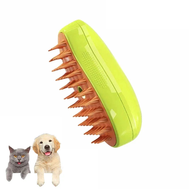 3-in-1 Electric Steam Brush for Dogs & Cats – Grooming, Deshedding & Massage