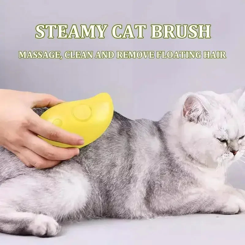 3-in-1 Electric Steam Brush for Dogs & Cats – Grooming, Deshedding & Massage