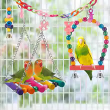 11-Piece Wooden Bird Cage Toy Set for Parrots