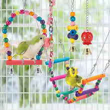 11-Piece Wooden Bird Cage Toy Set for Parrots