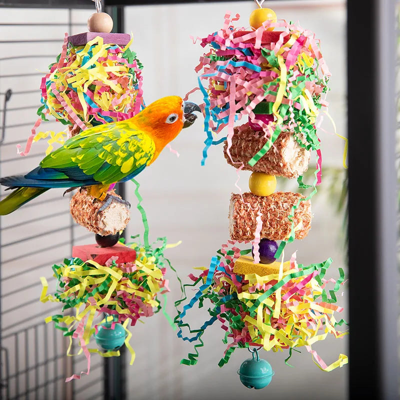 Bird Parrot Toy Set – Colorful Shredder & Foraging Cage Toys (2–3 Pack)