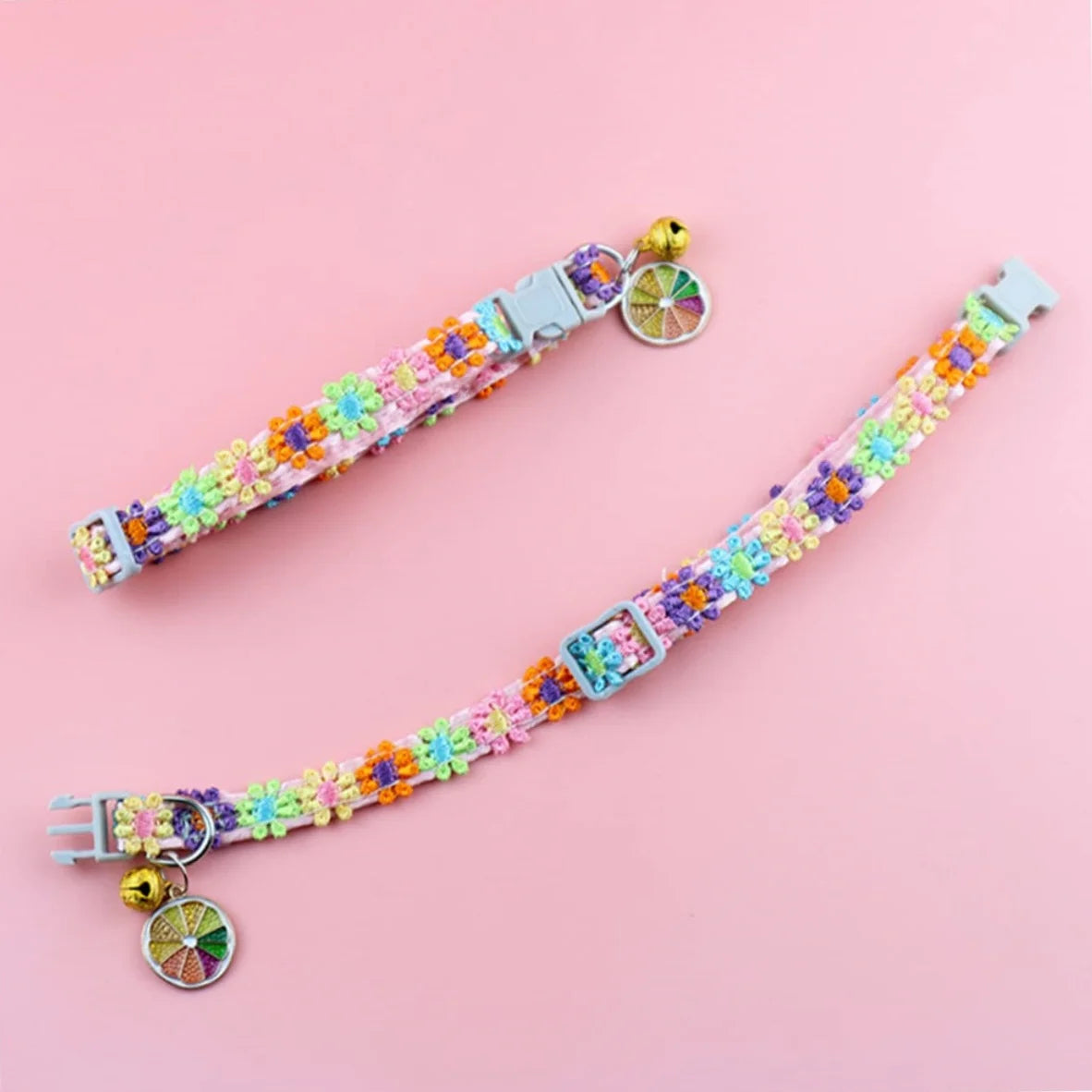 Cat & Puppy Collar with Bell – Adjustable Paw Print Design