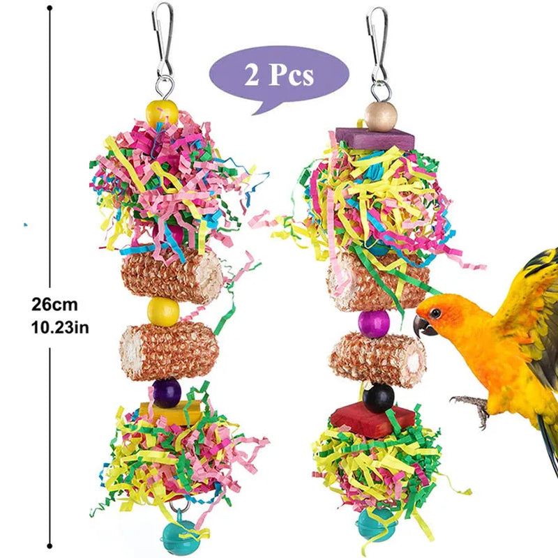 Bird Parrot Toy Set – Colorful Shredder & Foraging Cage Toys (2–3 Pack)