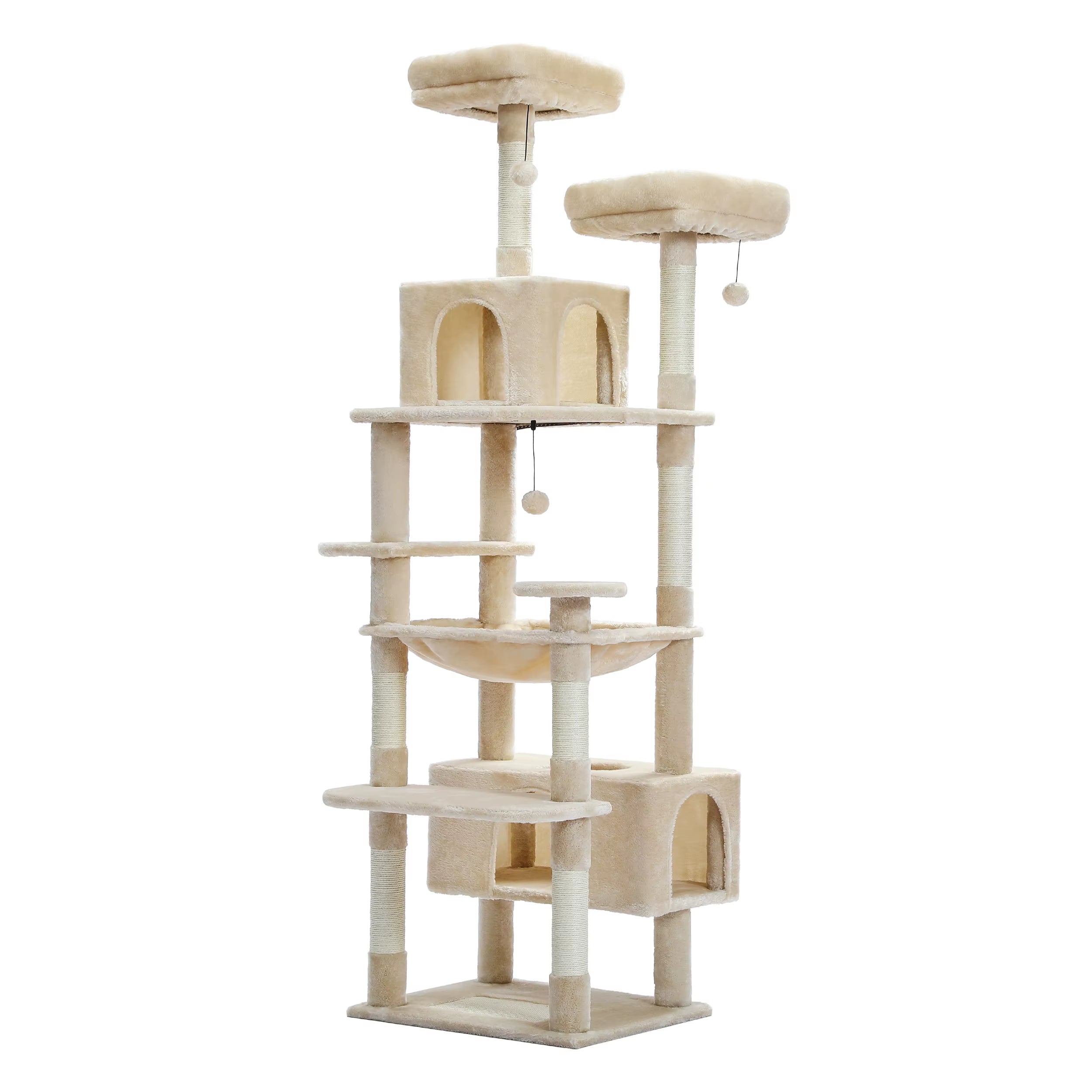 70.9" Multi-Level Cat Tree Tower with Scratching Posts, Hammock & Condos