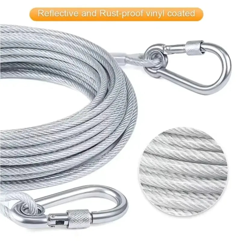 Double-Headed Dog Tie-Out Cable – Rust-Proof Steel, Metal Buckles