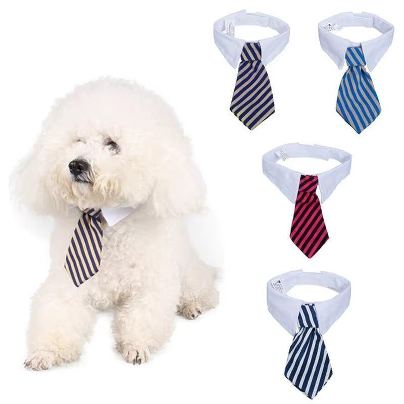 Striped Bow Tie Pet Collar – Adjustable for Cats & Dogs