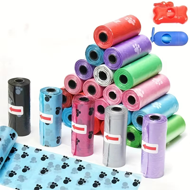 Leak-Proof Dog Poop Bags – Cute Paw Print Design | Random Colors