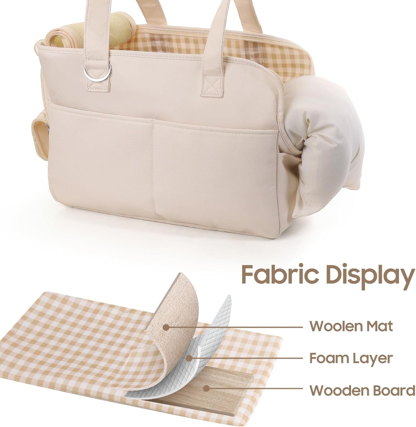 Dog Purse Carrier for Small Dogs & Puppies, Soft Cotton Sided Folding Dog Carriers for Small Dogs Medium Cats up to 15 Lbs, Washable Breathable Puppy Carrier for Outdoor Travel (Large Beige)