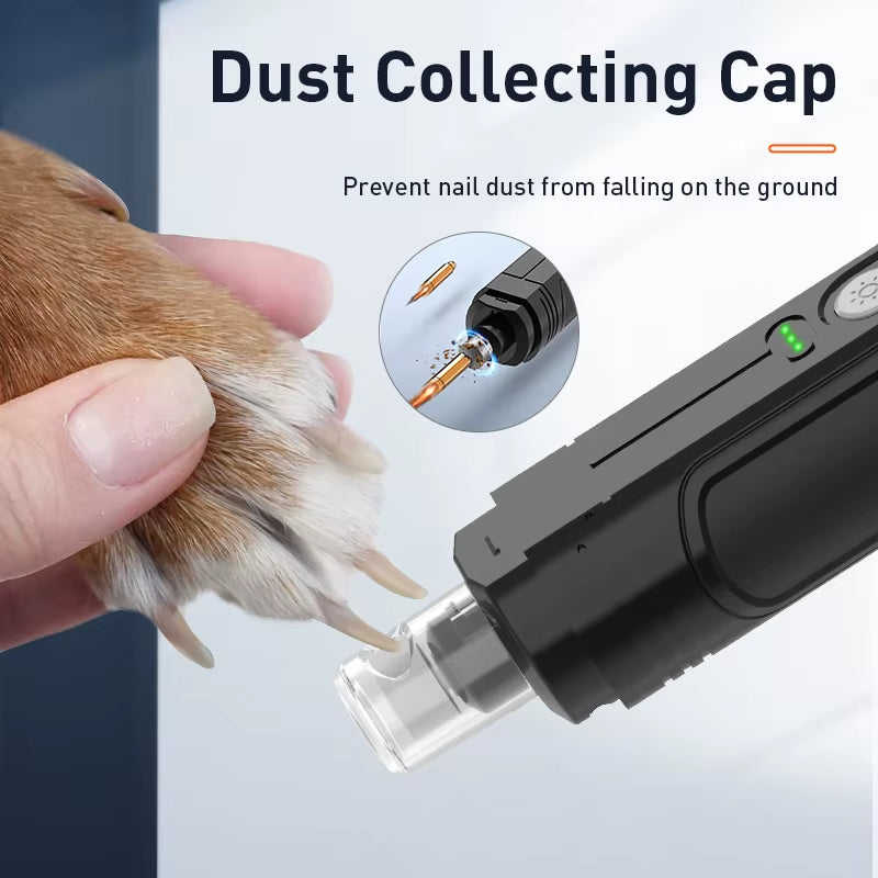 Electric Pet Nail Grinder with LED Light – Rechargeable, Ultra-Quiet for Dogs & Cats