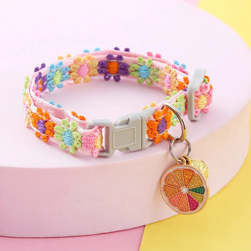 Cat & Puppy Collar with Bell – Adjustable Paw Print Design