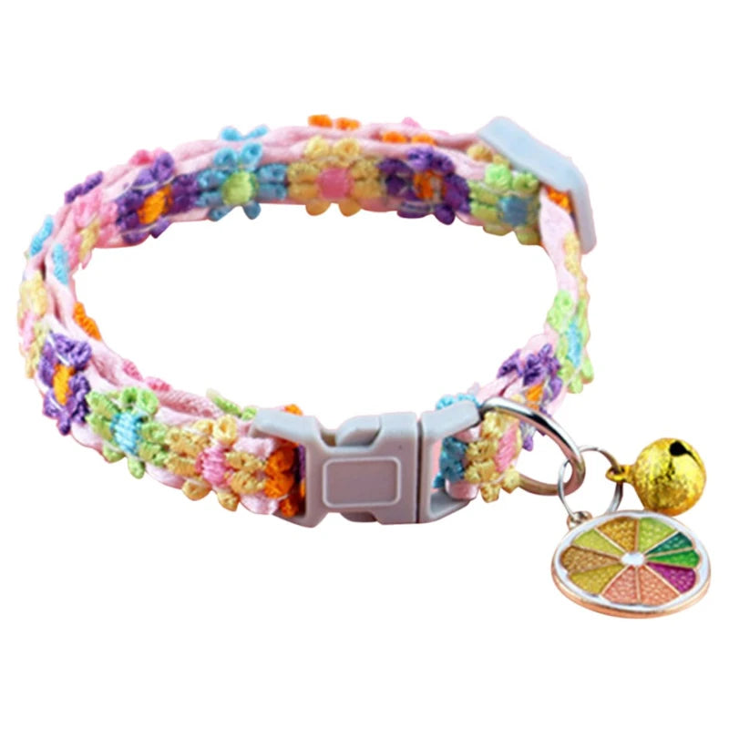 Cat & Puppy Collar with Bell – Adjustable Paw Print Design