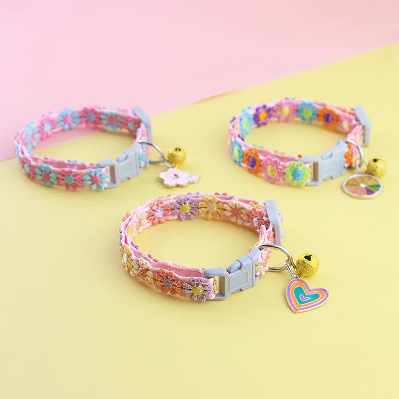 Cat & Puppy Collar with Bell – Adjustable Paw Print Design