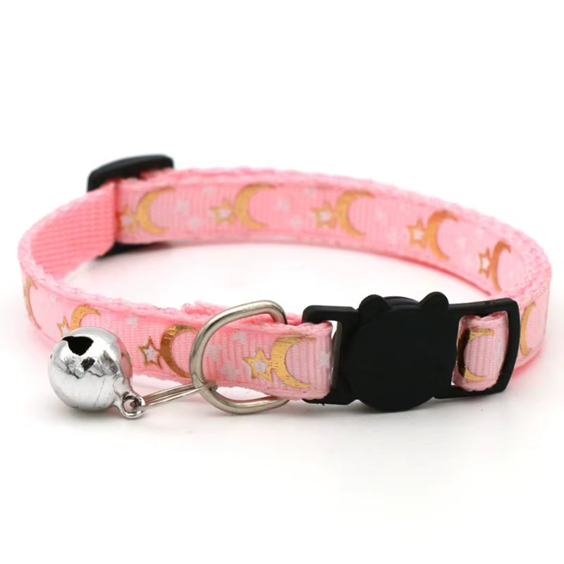 Cat & Puppy Collar with Bell – Adjustable Paw Print Design