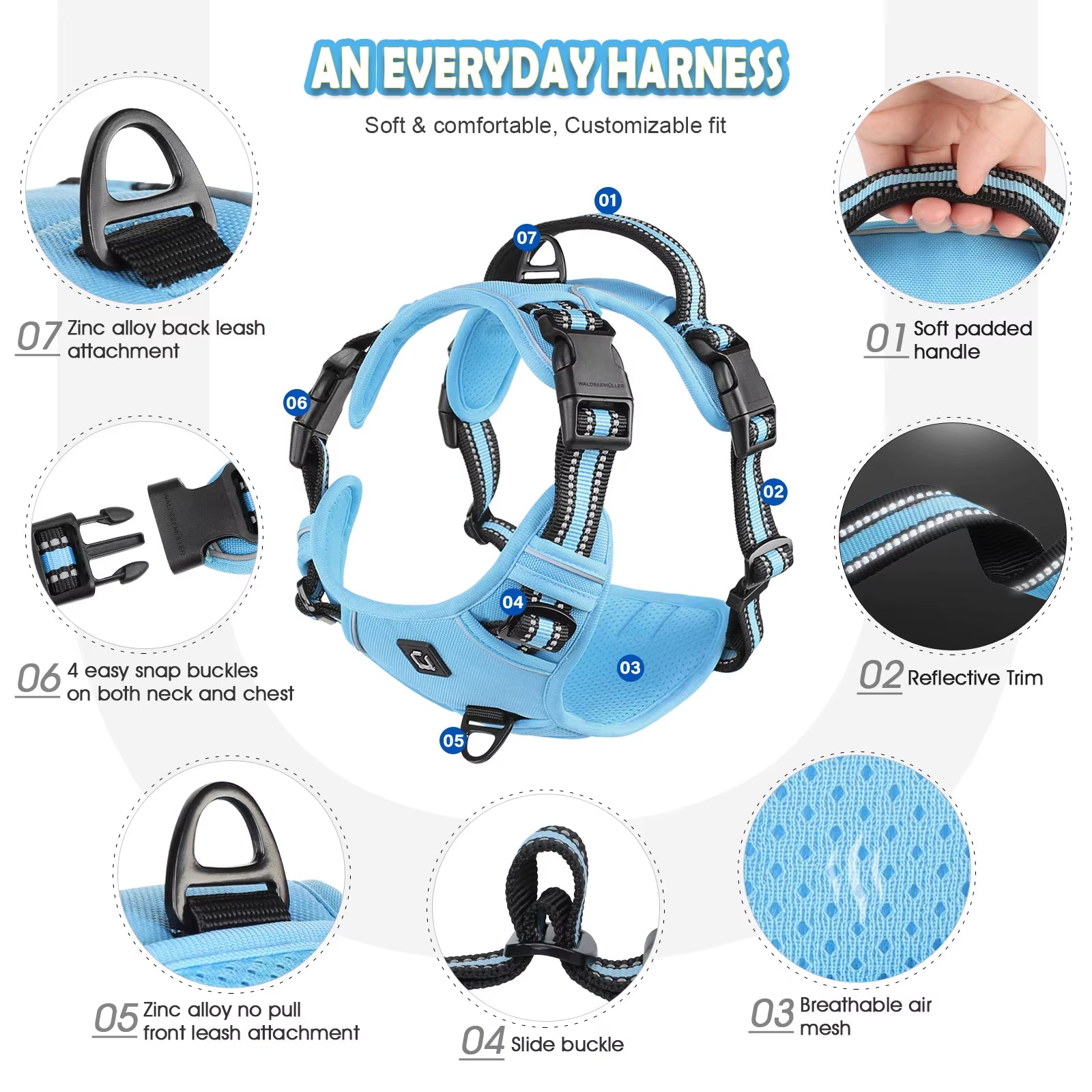 No-Pull Dog Harness & Leash Combo – Reflective, Escape-Proof Vest