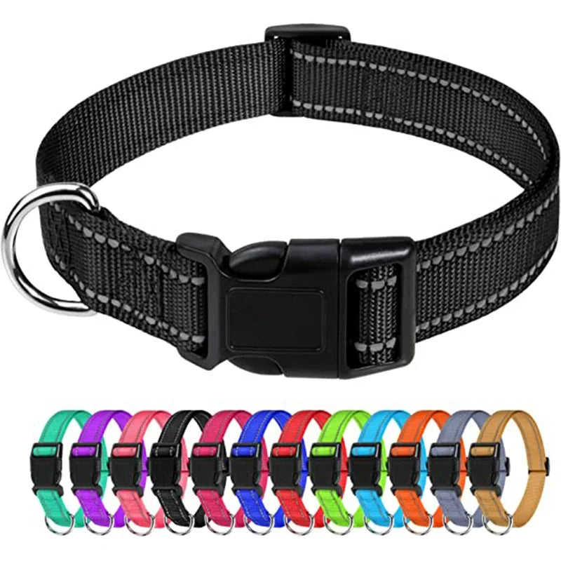 Reflective Dog & Cat Collar – Adjustable No-Choke Nylon
