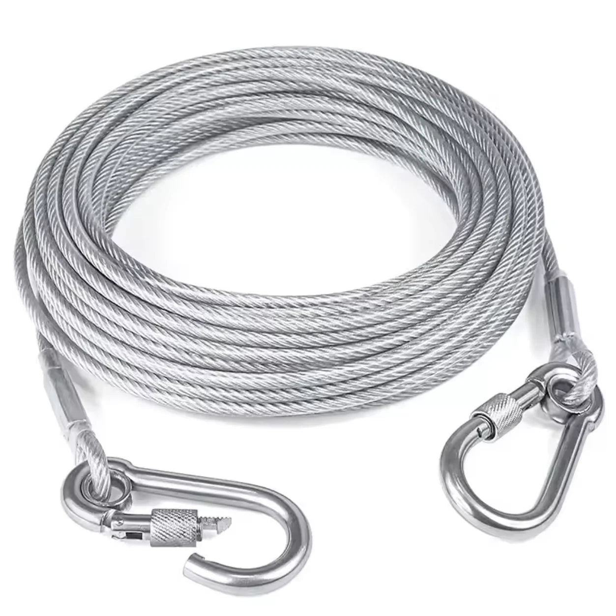 Double-Headed Dog Tie-Out Cable – Rust-Proof Steel, Metal Buckles