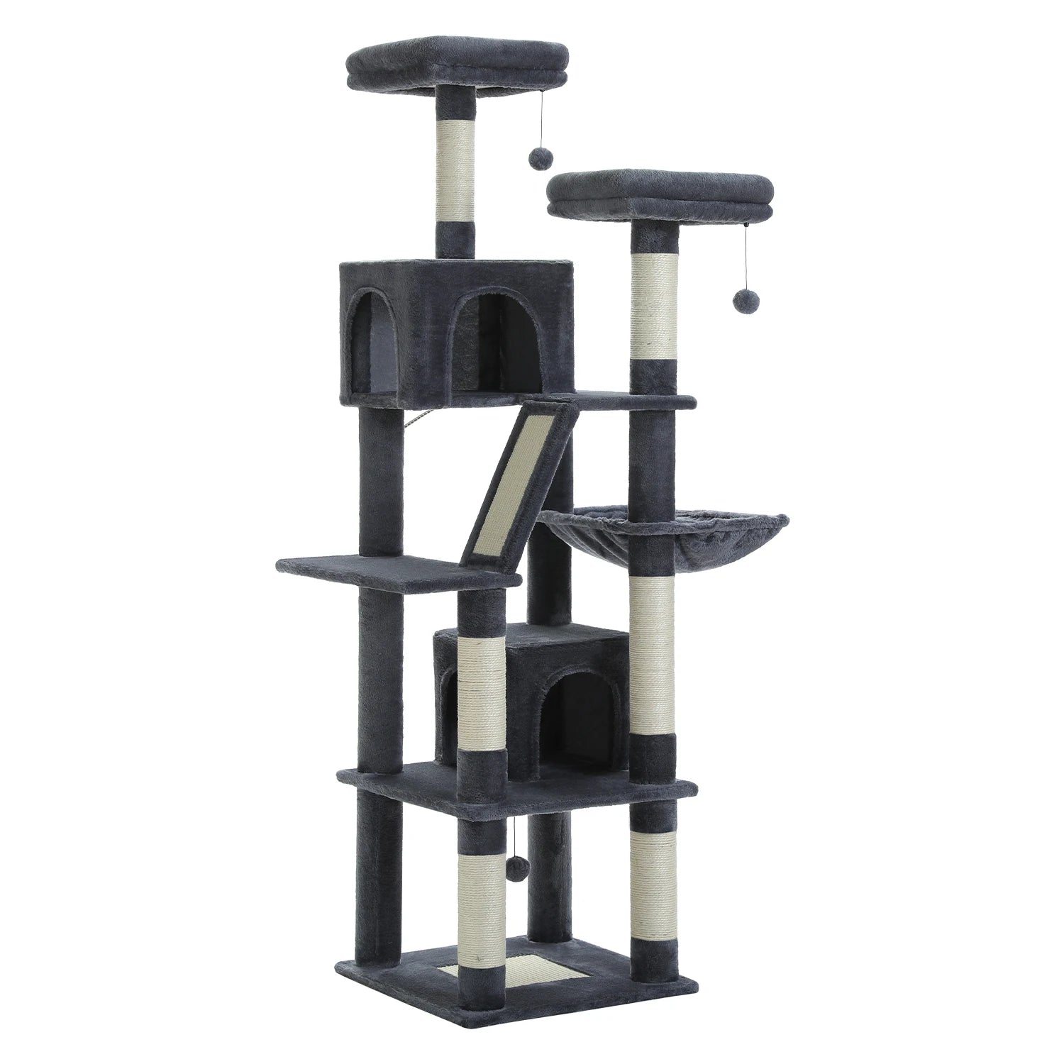 70.9" Multi-Level Cat Tree Tower with Scratching Posts, Hammock & Condos