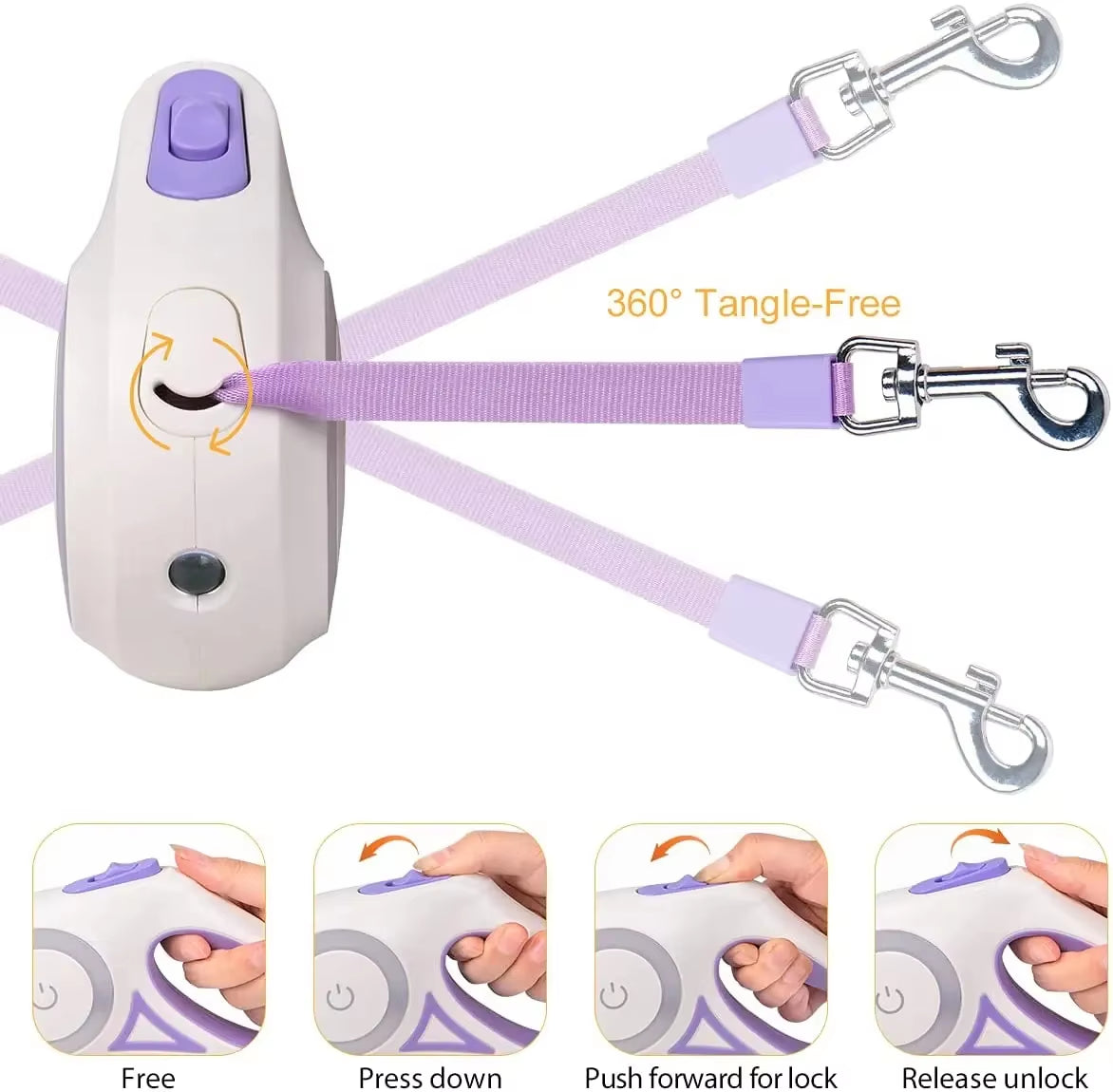 Retractable Dog Leash with LED Flashlight – Night-Safe, Durable Nylon | 3M/5M