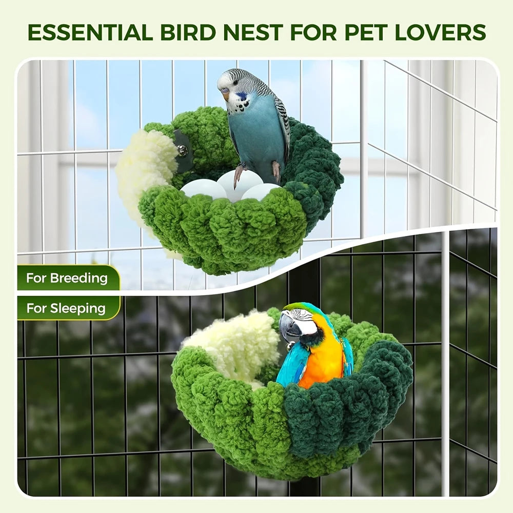 Cozy Plush Bird Sleeping Nest – Warm Cage Bed for Small Birds