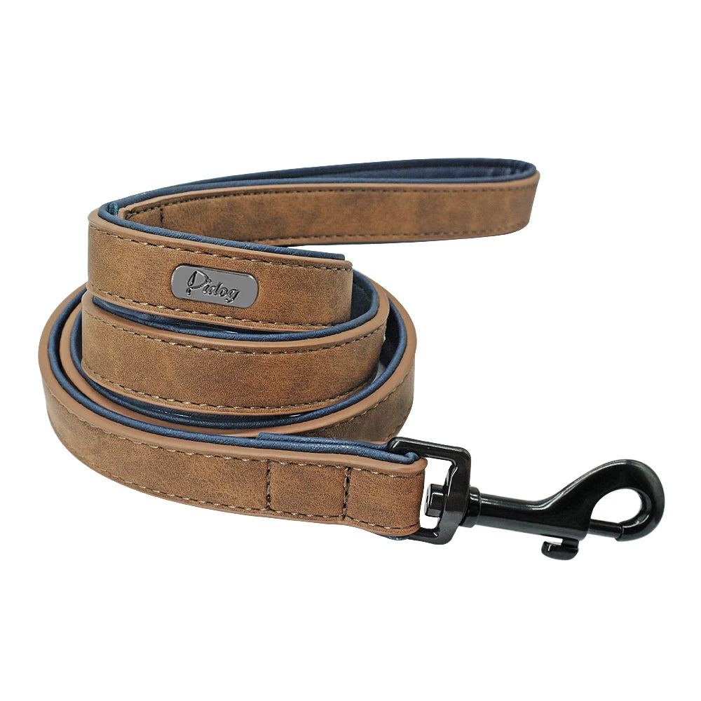 Leather Dog Leash 4 ft – Padded Handle, Heavy-Duty Lead