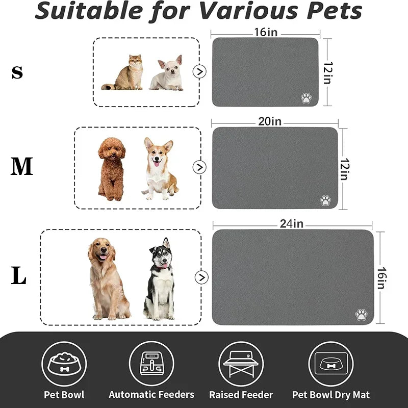 Absorbent Pet Feeding Mat – Non-Slip, Waterproof & Quick-Dry for Dogs & Cats