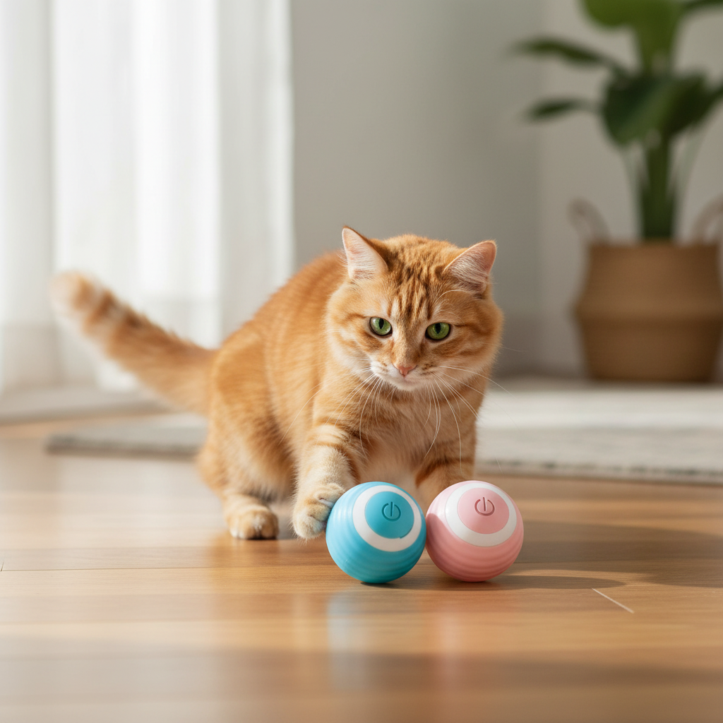 Interactive Electric Cat Ball Toy – Auto-Rolling & Rotating for Solo Play
