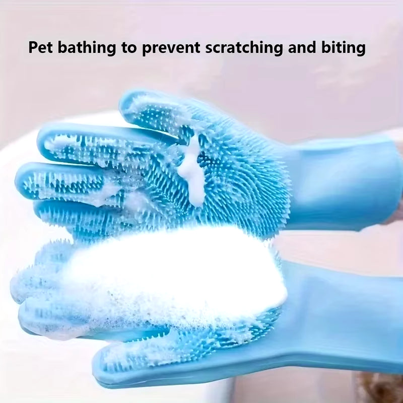 Silicone Pet Grooming Gloves – Hair Removal & Deshedding for Dogs & Cats
