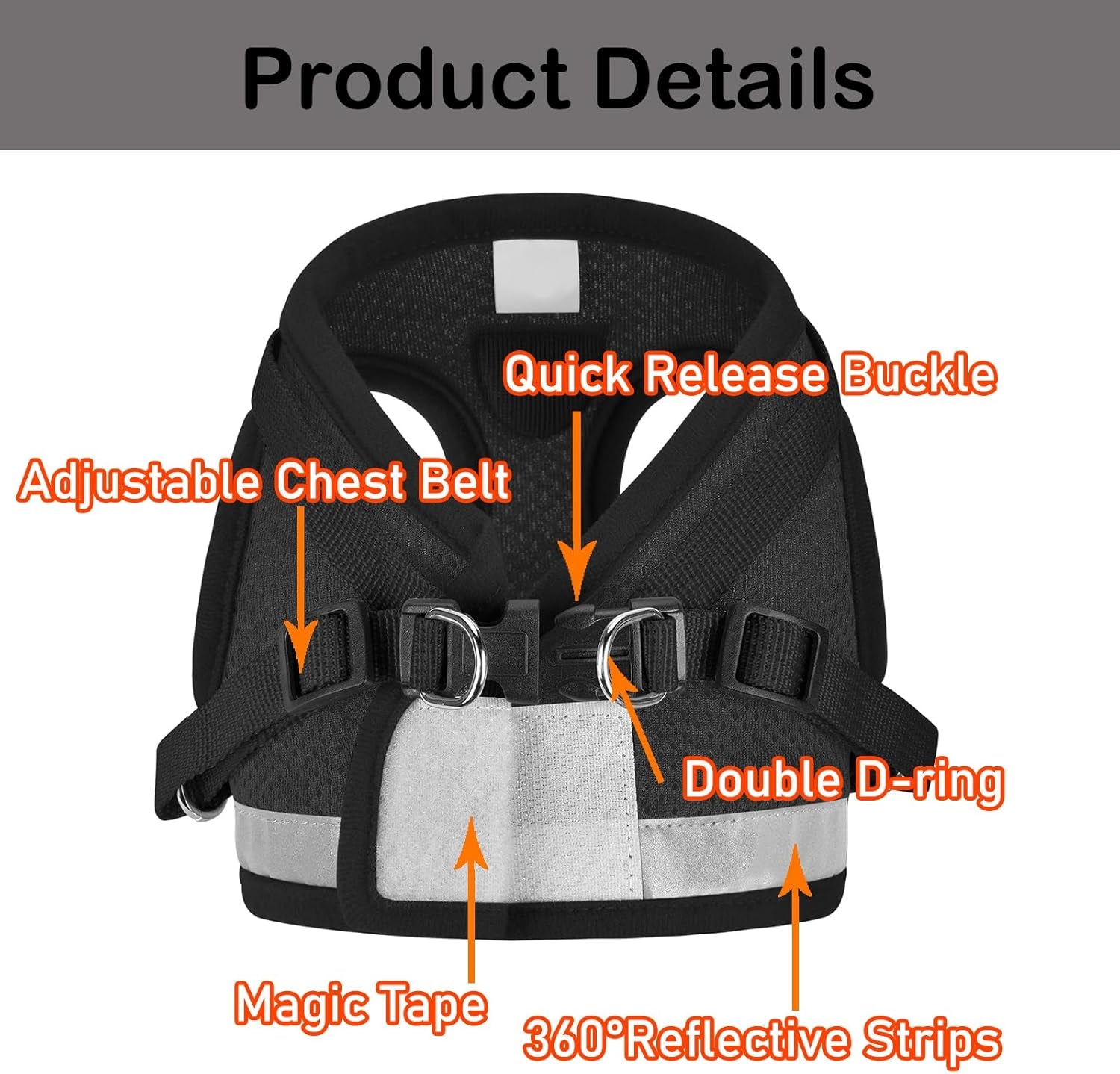 Ultimate Escape Proof Cat and Puppy Harness with Leash Set - Adjustable Reflective Soft Mesh Vest for Outdoor Adventures