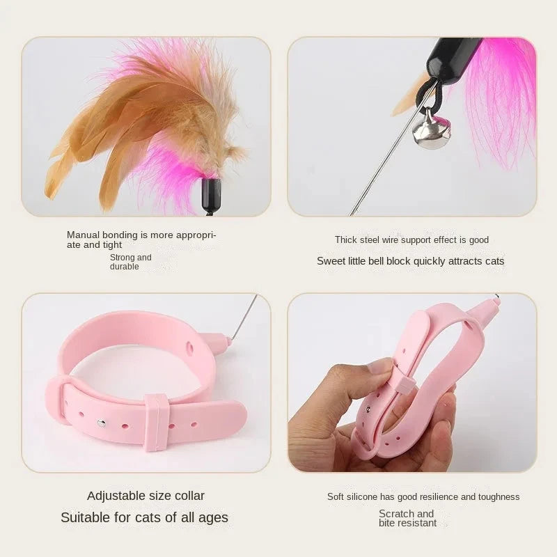 Feather Teaser Wand with Bell – Interactive Cat Toy