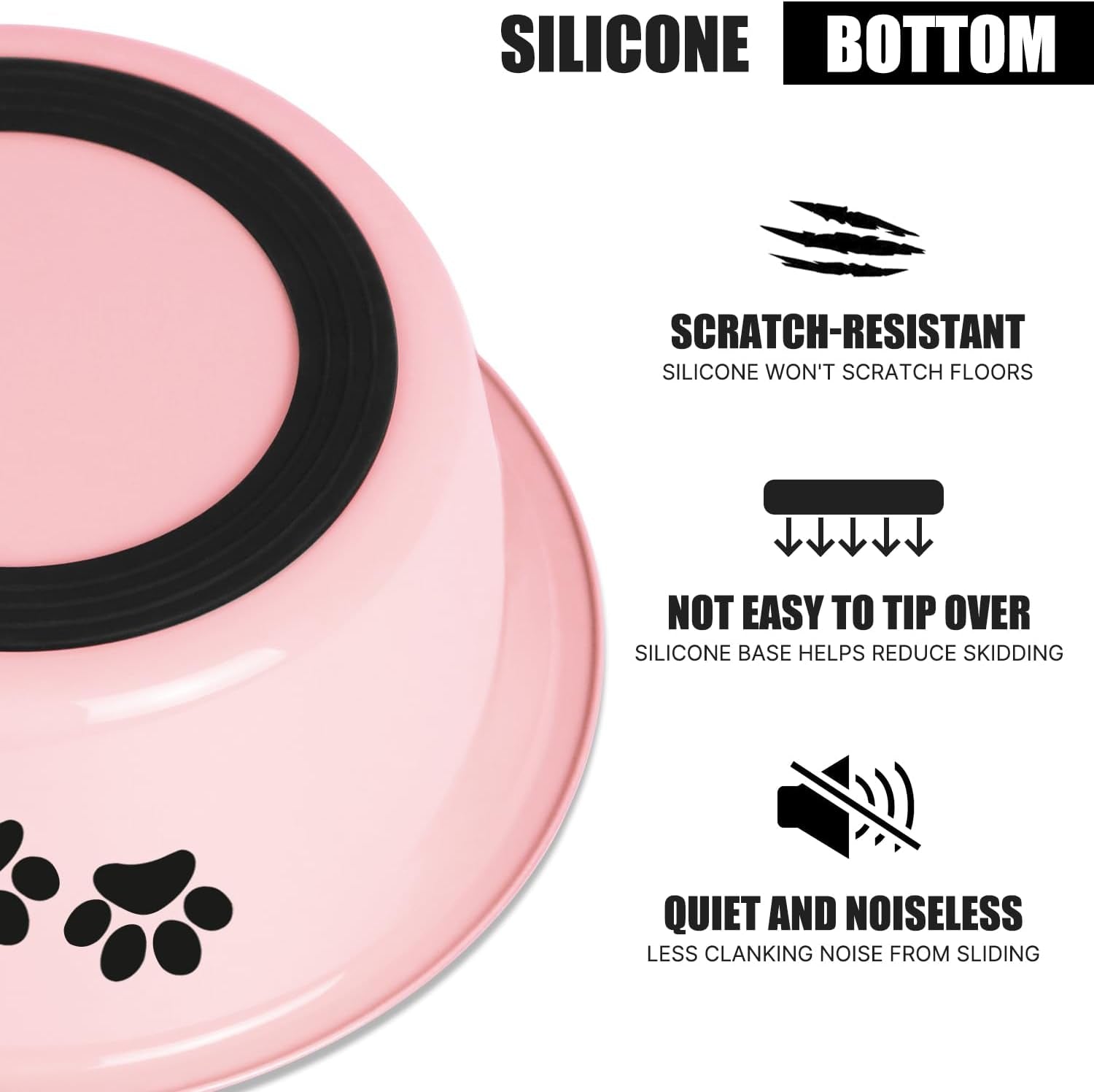 Stainless Steel Dog Bowl with Non-Slip Rubber Base – Durable & Spill-Resistant
