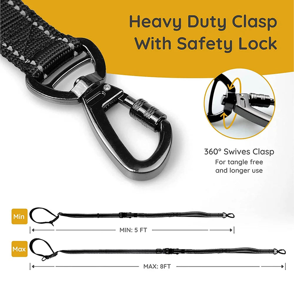 Hands-Free Bungee Dog Leash 6-in-1 – Adjustable Waist Lead