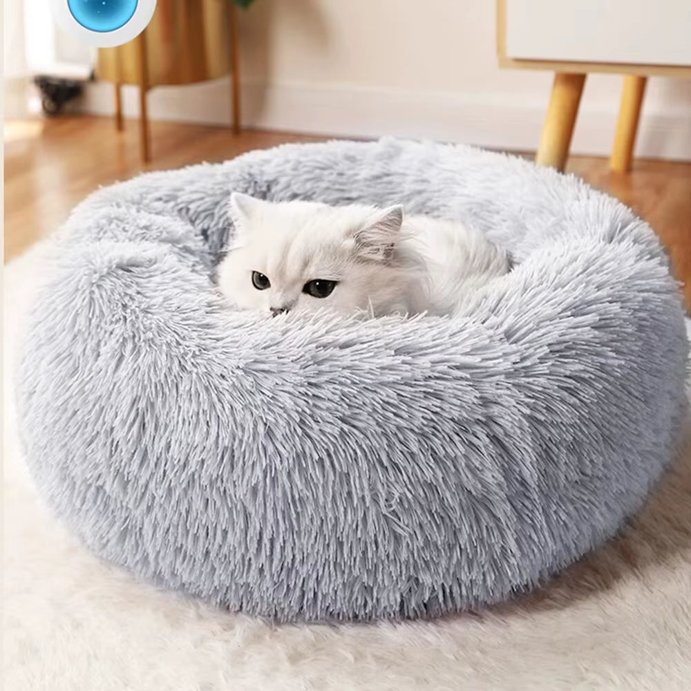 Plush Calming Cat Bed – Soft Warm Sleeping Nest for Cats & Small Dogs
